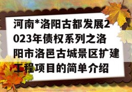 河南*洛阳古都发展2023年债权系列之洛阳市洛邑古城景区扩建工程项目的简单介绍