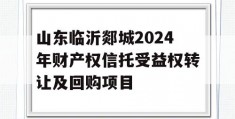 山东临沂郯城2024年财产权信托受益权转让及回购项目