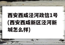 西安西咸泾河政信1号(西安西咸新区泾河新城怎么样)