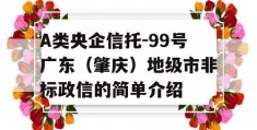 A类央企信托-99号广东（肇庆）地级市非标政信的简单介绍