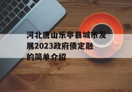 河北唐山乐亭县城市发展2023政府债定融的简单介绍