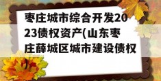 枣庄城市综合开发2023债权资产(山东枣庄薛城区城市建设债权)