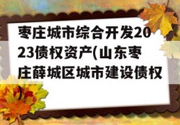 枣庄城市综合开发2023债权资产(山东枣庄薛城区城市建设债权)