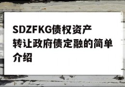 SDZFKG债权资产转让政府债定融的简单介绍