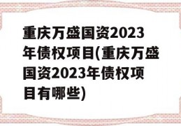 重庆万盛国资2023年债权项目(重庆万盛国资2023年债权项目有哪些)