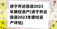 遂宁开达投资2023年债权资产(遂宁开达投资2023年债权资产评估)