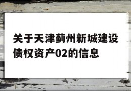 关于天津蓟州新城建设债权资产02的信息