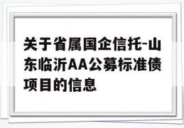 关于省属国企信托-山东临沂AA公募标准债项目的信息