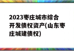 2023枣庄城市综合开发债权资产(山东枣庄城建债权)