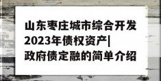 山东枣庄城市综合开发2023年债权资产|政府债定融的简单介绍