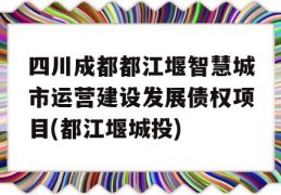 四川成都都江堰智慧城市运营建设发展债权项目(都江堰城投)