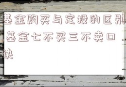 基金购买与定投的区别,基金七不买三不卖口诀