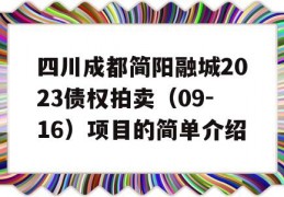 四川成都简阳融城2023债权拍卖（09-16）项目的简单介绍