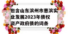 包含山东滨州市惠滨实业发展2023年债权资产政府债的词条