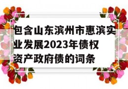 包含山东滨州市惠滨实业发展2023年债权资产政府债的词条