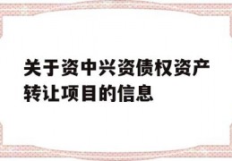 关于资中兴资债权资产转让项目的信息