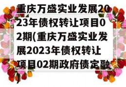 重庆万盛实业发展2023年债权转让项目02期(重庆万盛实业发展2023年债权转让项目02期政府债定融)