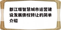 都江堰智慧城市运营建设发展债权转让的简单介绍