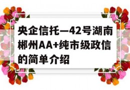 央企信托—42号湖南郴州AA+纯市级政信的简单介绍