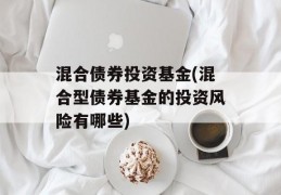 混合债券投资基金(混合型债券基金的投资风险有哪些)