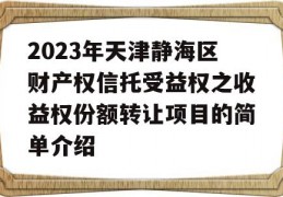 2023年天津静海区财产权信托受益权之收益权份额转让项目的简单介绍