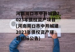 河南周口市中开城建2023年债权资产项目(河南周口市中开城建2023年债权资产项目招标公告)