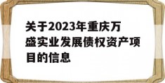 关于2023年重庆万盛实业发展债权资产项目的信息