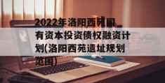 2022年洛阳西苑国有资本投资债权融资计划(洛阳西苑遗址规划范围)