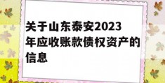 关于山东泰安2023年应收账款债权资产的信息