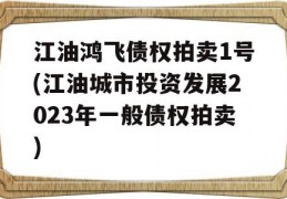 江油鸿飞债权拍卖1号(江油城市投资发展2023年一般债权拍卖)