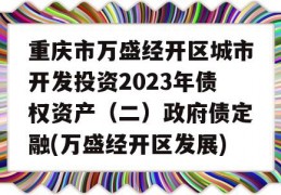 重庆市万盛经开区城市开发投资2023年债权资产（二）政府债定融(万盛经开区发展)