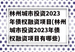 林州城市投资2023年债权融资项目(林州城市投资2023年债权融资项目有哪些)