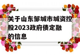 关于山东邹城市城资控股2023政府债定融的信息