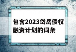 包含2023岱岳债权融资计划的词条