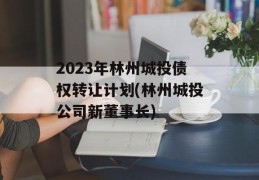 2023年林州城投债权转让计划(林州城投公司新董事长)