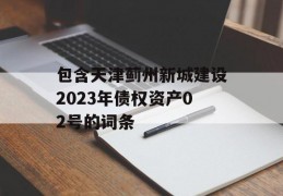 包含天津蓟州新城建设2023年债权资产02号的词条