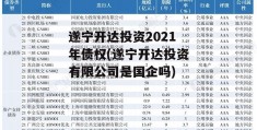 遂宁开达投资2021年债权(遂宁开达投资有限公司是国企吗)