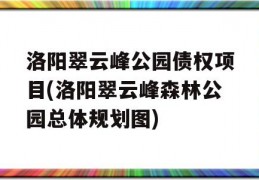 洛阳翠云峰公园债权项目(洛阳翠云峰森林公园总体规划图)