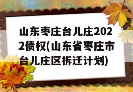 山东枣庄台儿庄2022债权(山东省枣庄市台儿庄区拆迁计划)