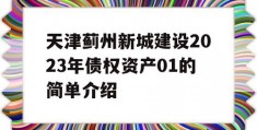 天津蓟州新城建设2023年债权资产01的简单介绍