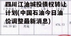 四川江油城投债权转让计划(中国石油今日油价调整最新消息)