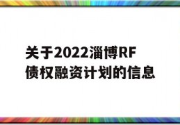 关于2022淄博RF债权融资计划的信息