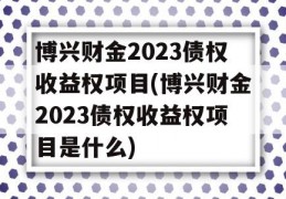 博兴财金2023债权收益权项目(博兴财金2023债权收益权项目是什么)