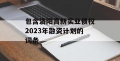 包含洛阳高新实业债权2023年融资计划的词条