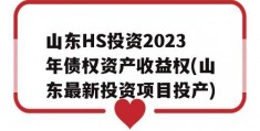 山东HS投资2023年债权资产收益权(山东最新投资项目投产)