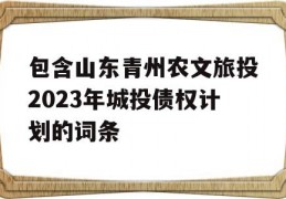 包含山东青州农文旅投2023年城投债权计划的词条