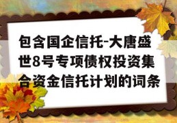 包含国企信托-大唐盛世8号专项债权投资集合资金信托计划的词条