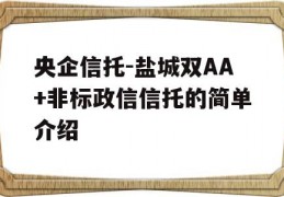 央企信托-盐城双AA+非标政信信托的简单介绍