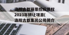 洛阳古都丽景控股债权2023年转让项目(洛阳古都集团公司简介)