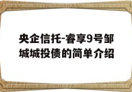 央企信托-睿享9号邹城城投债的简单介绍